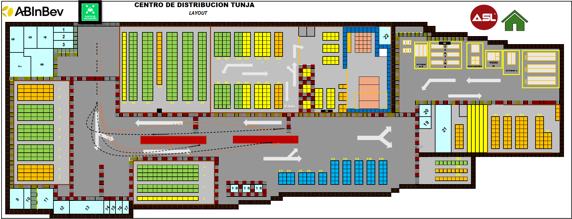 Plano de tráfico del centro de distribución de Tunja